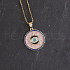 Brass Enamel Flat Round with Evil Eye Pendant Necklaces for Women FS-WG1D116-03-1