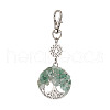 Natural Green Aventurine Chips Beads & Alloy Tree of Life Pendant Decorations HJEW-JM03128-04-2