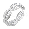 304 Stainless Steel Shell Wrap Open Cuff Ring for Women RJEW-N038-102P-1