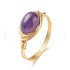 Natural Amethyst Oval Finger Rings RJEW-JR00441-01-5