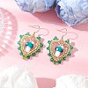 Heart with Mushroom Handmade Lampwork Dangle Earrings EJEW-MZ00450-04-1