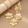 Flower Alloy with Plastic Imitation Pearl Pendant Necklaces & Stud Earrings & Rings Sets FS-WG659E6-01-3