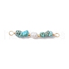 Dyed Natural Howlite Chip & Natural Cultured Freshwater Pearl Rice Beaded Connector Charms PALLOY-JF03707-07-1