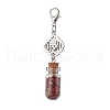 7 Chakra Natural Red Aventurine & Red Jasper & Green Aventurine & Tiger Eye & Synthetic Turquoise & Amethyst & Lapis Lazuli Chips inside Glass Wishing Bottle Pendant Decorations HJEW-JM03099-02-4