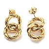 304 Stainless Steel Grooved Ring Dangle Stud Earrings EJEW-B023-03G-2