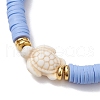 5Pcs 5 Colors Handmade Polymer Clay Disc Beaded Stretch Bracelets BJEW-JB10259-01-4