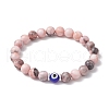 8mm Round Natural Pink Zebra Jasper Stretch Bracelets BJEW-JB10498-1