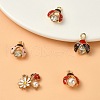5Pcs 5 Styles Alloy Rhinestones Pendants ENAM-YW0003-37-1