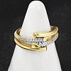 Brass Micro Pave Cubic Zirconia Open Cuff Ring for Women RJEW-F177-03GP-06-3