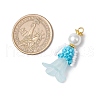 Glass Seed Beaded Flower Figurine Pendants PALLOY-MZ00686-04-2