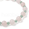 Natural Green Aventurine & Rose Quartz Round Beaded Stretch Bracelets for Women BJEW-JB11926-01-4