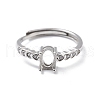 Adjustable Rhodium Plated 925 Sterling Silver Clear Cubic Zirconia Ring Components STER-C011-05P-2