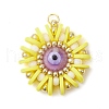 Handmade Polymer Clay and Evil Eye Lampwork and Glass Round Pendants PALLOY-MZ00638-2