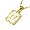 Ion Plating(IP) Rectangle with Initial Letter 304 Stainless Steel Pendant Necklace NJEW-R265-04G-N-1