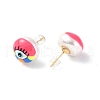 Natural Shell Eye Stud Earrings with Enamel EJEW-G334-05A-2