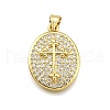 Rack Plating Brass Micro Pave Cubic Zirconia Pendants KK-K401-87G-1