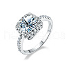 Rhodium Plated 925 Sterling Silver Pave 6.5x3.9mm Moissanite Finger Rings for Women WGE3211-03-3