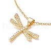 Clear Cubic Zirconia Dragonfly Pendant Necklace NJEW-O125-18G-1