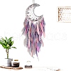 Crescent Moon Woven Net/Web with Feather Pendant Decoration PW-WGB79EB-02-1