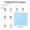 64Pcs 8 Styles Glass & Alloy Pendants PALLOY-TA00177-4