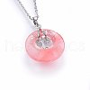 Cherry Quartz Glass Flat Round Pendants G-I357-A02-2
