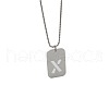 Rectangle with Letter Pattern Hollow Out 201 Stainless Steel Pendant Necklaces FS-WG34D20-27-4