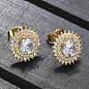 Brass Micro Pave Clear Cubic Zirconia Stud Earrings EJEW-C139-01G-3