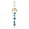 Wire Wrapped Bullet Electroplated Natural Quartz Crystal  & Glass Pendant Decoration HJEW-JM03122-03-4