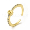 Clear Cubic Zirconia Initial Letter Open Cuff Ring RJEW-H120-09G-S-1