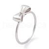 Non-Tarnish 304 Stainless Steel Bowknot Finger Ring for Women RJEW-C086-01-P-1