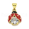 Rack Plating Brass Micro Pave Clear Cubic Zirconia with Enamel Pendant X-KK-B091-37G-02-1