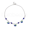 Crackle Glass & Natural Quartz Crystal Fruit Bib Necklaces for Women NJEW-JN05203-01-4