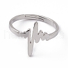 Non-Tarnish 201 Stainless Steel Heart Beat Adjustable Ring for Women RJEW-K238-02P-1