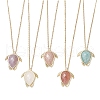 Turtle Faceted Natural Mixed Gemstone Pendant 304 Stainless Steel Cable Chain Necklaces for Women NJEW-JN05289-2