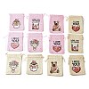 12Pcs 12 Styles Valentine's Day Printed Rectangle Burlap Cloth Packing Pouches ABAG-U006-02A-1