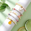 5Pcs 5 Styles Easter' Day Polymer Clay Beads Stretch Bracelet & Alloy Enamel Charm Bracelet Set for Women BJEW-TA00608-3