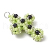 Glass Seed Beaded Cross Pendants PALLOY-MZ00642-01-3