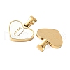 304 Stainless Steel Pave Natural White Shell Heart with Initial Slice Pendants STAS-R168-25G-U-2