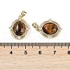 Natural Tiger Eye Oval Pendants KK-U043-44G-E-3