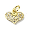 Heart Theme Brass Micro Pave Cubic Zirconia Charms KK-H475-56G-06-1