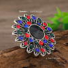 Vintage Ethnic Style Hollowed-out Flower Zinc Alloy Rhinestone Rings PS7884-5-2