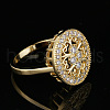 Oval Brass Micro Pave Clear Cubic Zirconia Finger Rings for Women FS-WGE5686-03-3