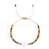 Bohemian Style Cross Shell Gemstone Braided Bead Style Bracelets MQ6806-1