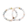 Natural Morganite Round Beaded Stretch Bracelets for Men Women BJEW-G743-01H-4