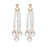 Clear Glass Teardrop Tassel Chandelier Earrings EJEW-TA00154-1