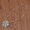 Tibetan Style Engraved Flower Alloy Pendant Necklaces for Women FS-WGE3882-01-4