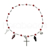 Halloween Coffin & Skull Cross & Pumpkin Alloy Pendant Necklaces NJEW-JN04993-4