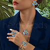 Flower Alloy Enamel Pendant Necklaces & Bangle & Ring & Stud Earrings Sets FS-WG20A9D-01-1