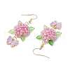 304 Stainless Steel Flower with Butterfly Dangle Earrings EJEW-MZ00455-05-4