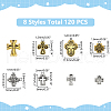 HOBBIESAY 120Pcs 8 Styles Tibetan Style Alloy Beads FIND-HY0003-60-2